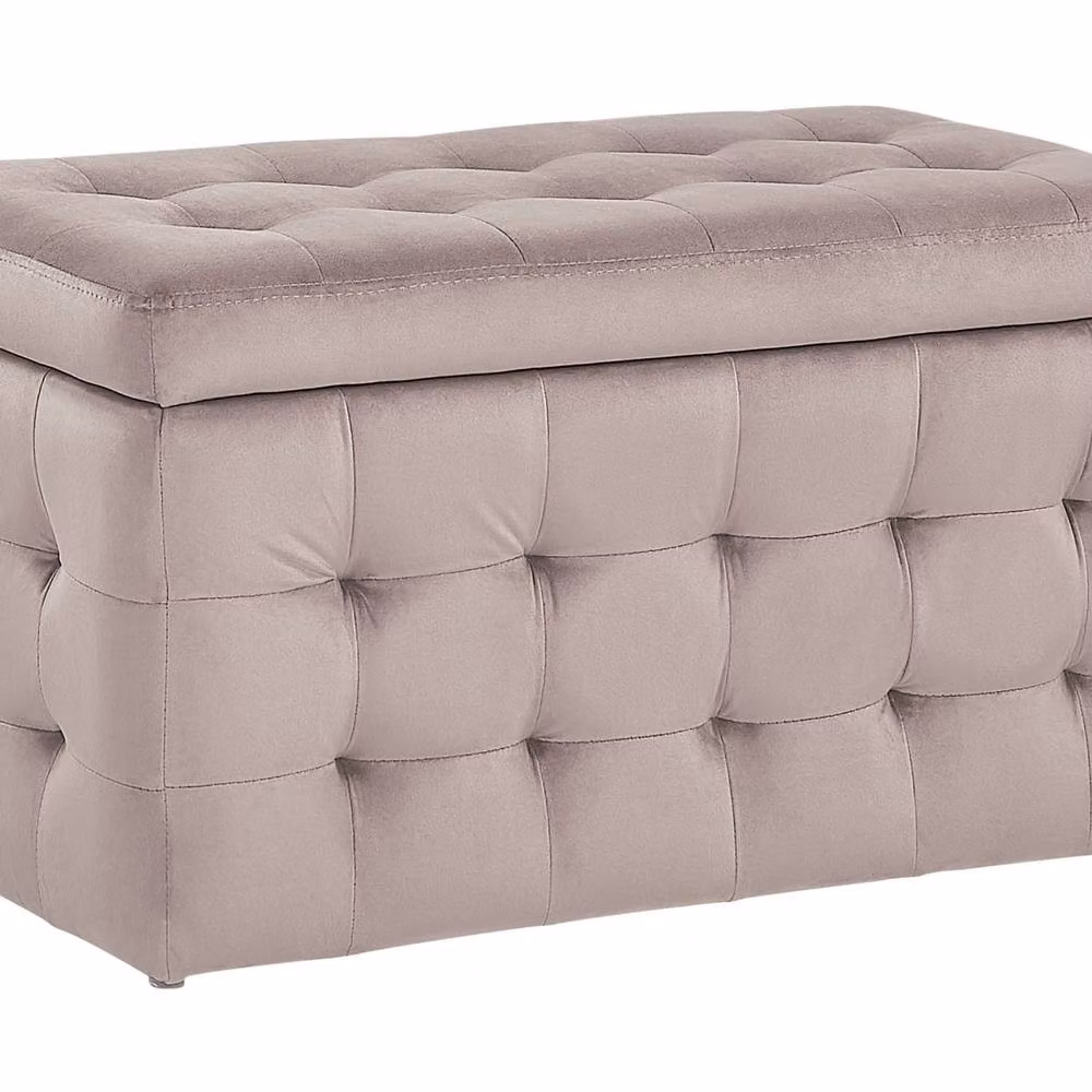 Wyld and Coco Pink Velvet Tufted Storage Ottoman Bench with Hinged Lid – 2