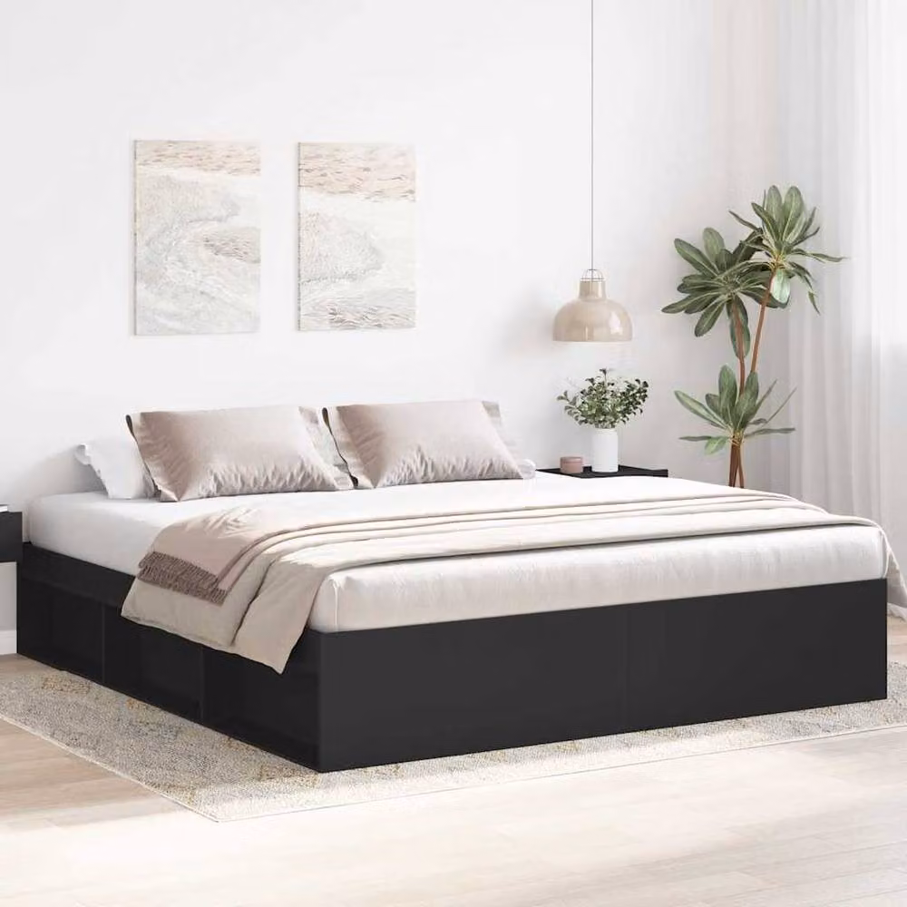 Berkfield Home Modern Black Bed Frame with Side Compartments, W/D/H: 180 x 200 x 35 cm – 2