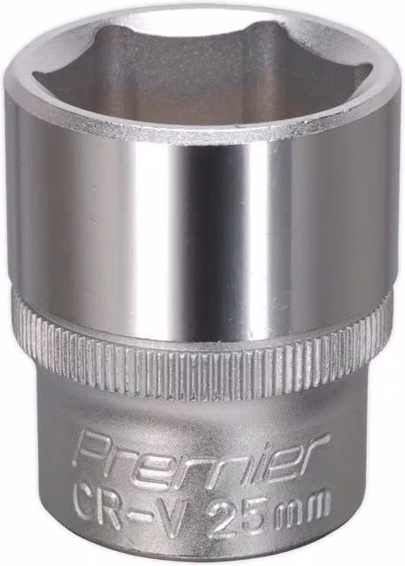 Loops 25mm Steel Drive Socket 1/2 inch Square Drive Chrome Vanadium Wrench Socket in Silver