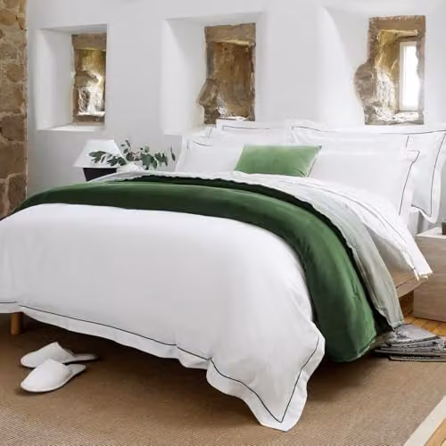 Christy Premium Mako Satin Cotton Double Duvet Cover and Pillowcase Set in Green, 200x200 cm – 3