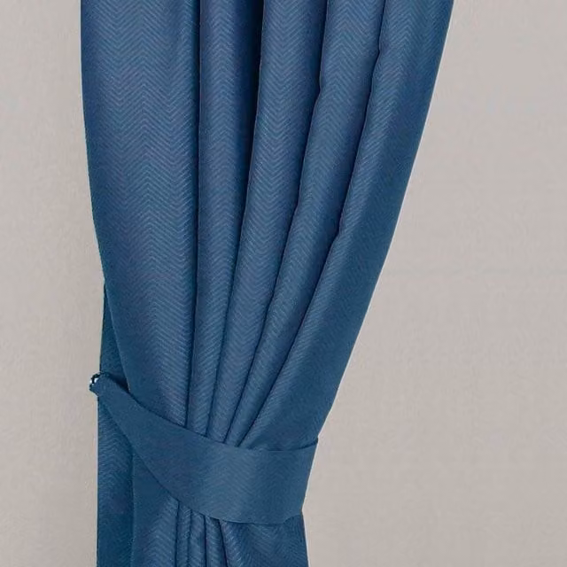 Homescapes Herringbone Chevron Curtain Tie Back Pair in Navy Blue