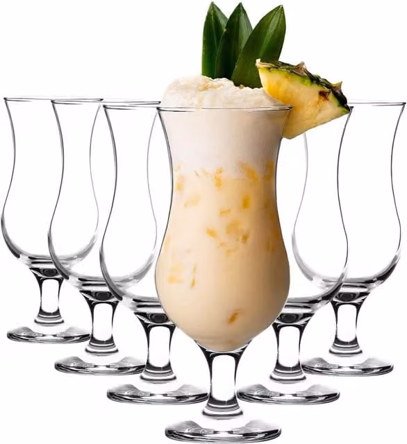 LAV Fiesta Pina Colada Cocktail Glass Set, 6 x 390 ml, Clear