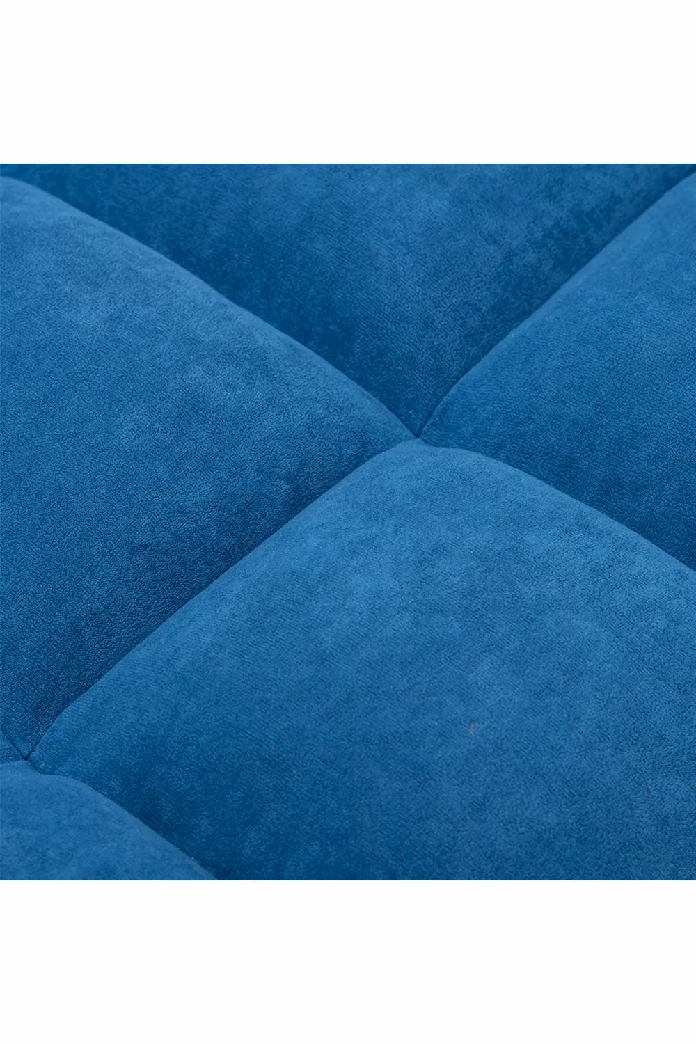 H&O Direct Modern Blue Velvet Recliner Lounge Set with Ottoman and Metal Base – 3