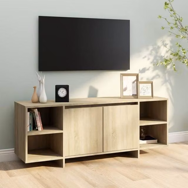 Berkfield Home Sonoma Oak TV Cabinet in Beige, W/D/H: 130 x 35 x 50 cm