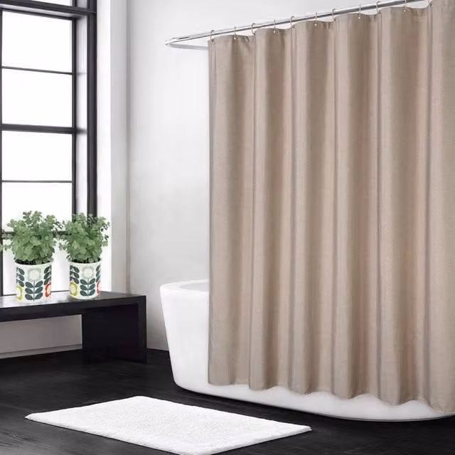 London Boutique Waterproof Polyester Shower Curtain in Light Brown, W: 121.92 cm, H: 182.88 cm