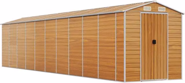 Berkfield Home Garden Shed in Light Brown Galvanised Steel, W/D/H: 191 x 895 x 198 cm