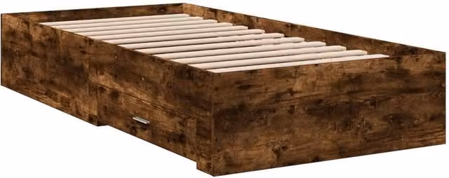 Berkfield Home Modern Single Bed Frame with Drawers in Smoked Oak Brown, W/D/H: 90 x 190 cm