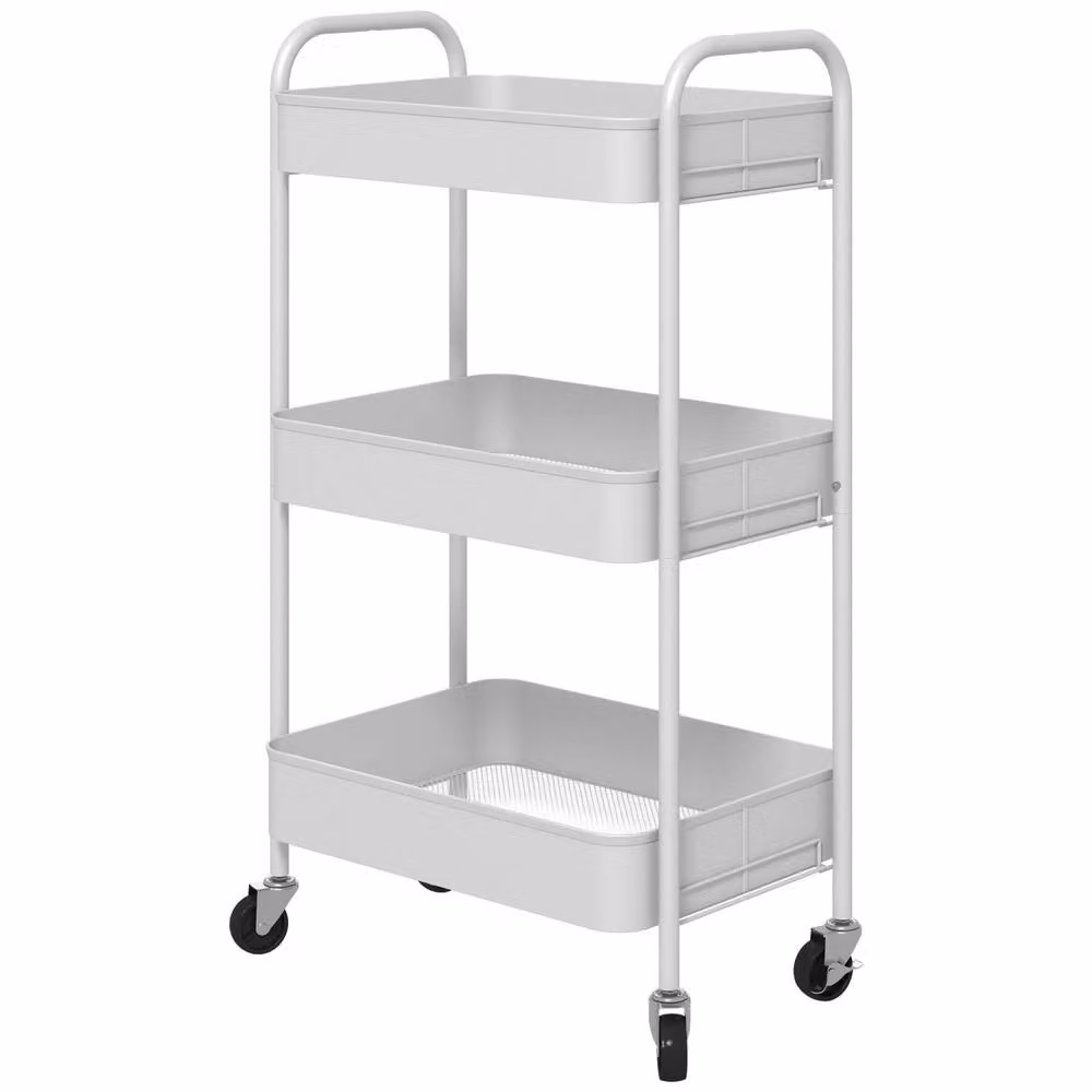 Wyld Haus Suka 3 Tier White Steel Storage Trolley W/D/H: 79.0 x 30.6 x 30.6 cm – 2