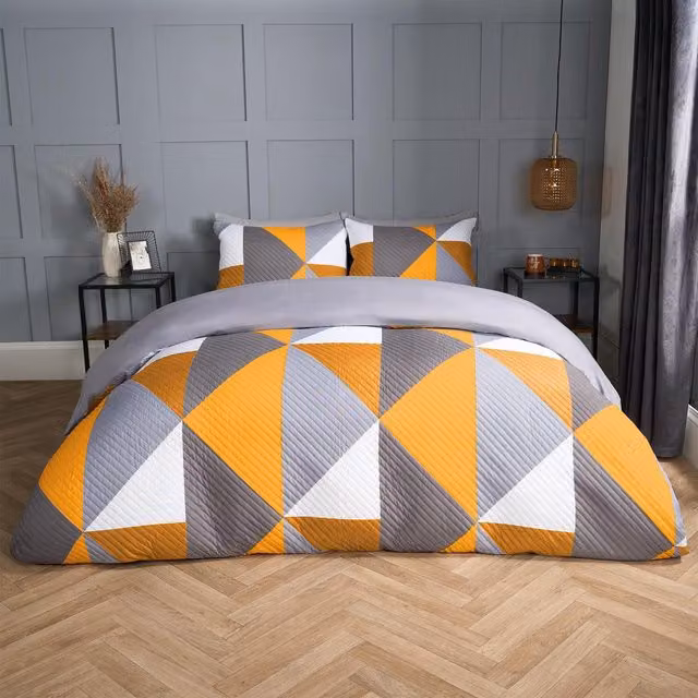 OHS Ralph Geometric Pinsonic Duvet Cover Set, Yellow, 180 x 200 cm