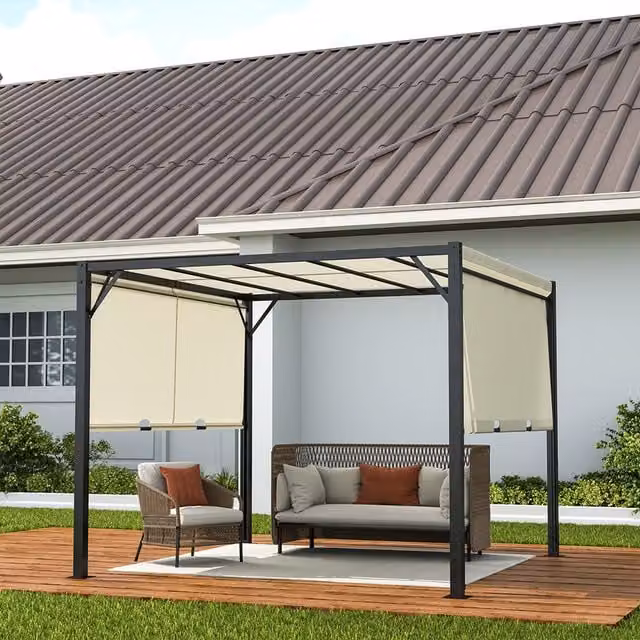 Livingandhome Classic Metal Pergola with Polyester Canopy in White