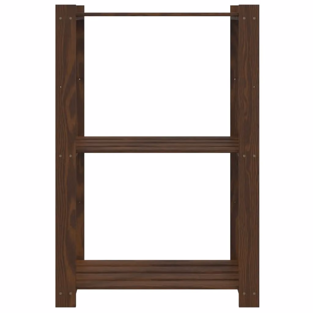 Berkfield Home 3-Tier Rustic Brown Solid Wood Pine Storage Rack, W/D/H: 60 x 38 x 90 cm – 3