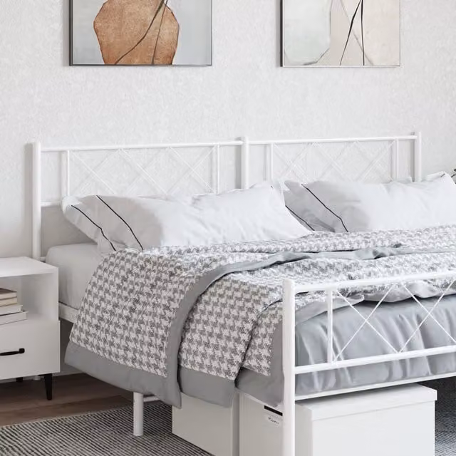 Berkfield Home Classic Metal Headboard in White – 1
