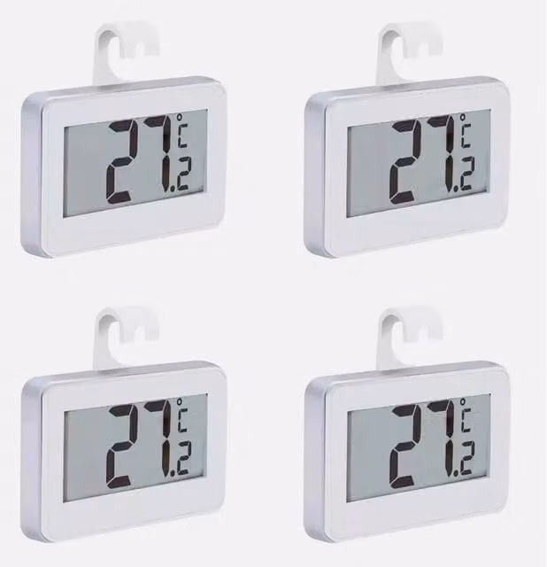 FLAVORA 4-Piece Waterproof LCD Digital Fridge Thermometer in White