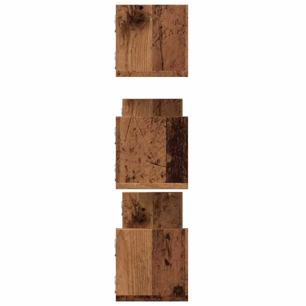Berkfield Home Set of 3 Wall Mounted Shelves in Old Wood Brown, W: 80 cm, D: 18 cm, H: 18 cm – 3
