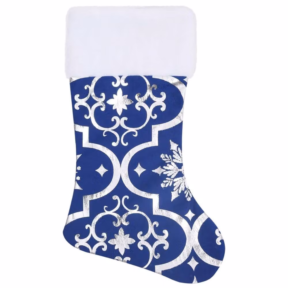 Berkfield Home Luxury Christmas Tree Skirt with Sock in Blue, 90 cm Diameter – 4