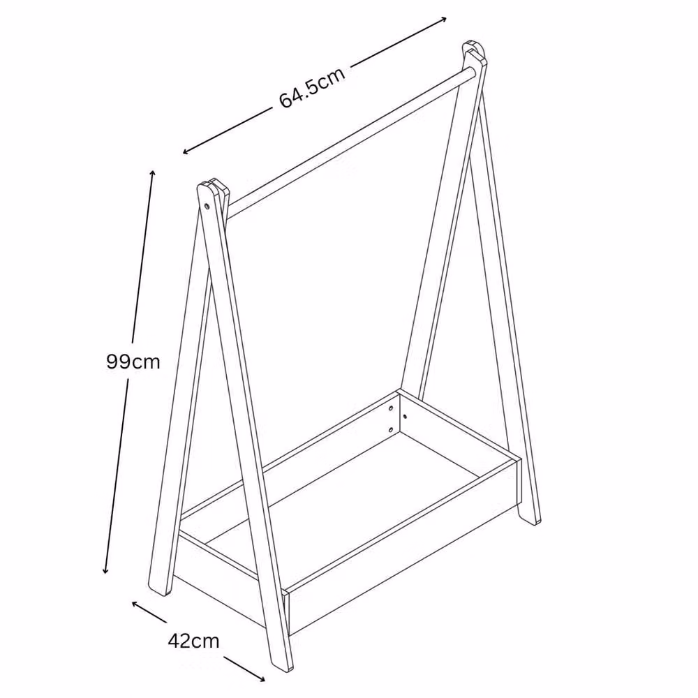 EONLION Wooden Childrens Clothes Rail Rack in Black, W/D/H: 99 x 42 x 64.5 cm – 2
