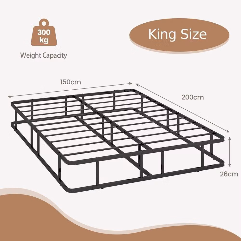 Kelvenix King Size Metal Platform Bed Frame with Rigid Fixed Slats in Black – 2