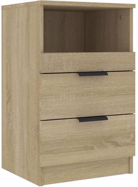 Berkfield Home Elegant Bedside Cabinets, 2 Piece Set in Sonoma Oak and Light Sand Engineered Wood, W/D/H: 40 x 36 x 65 cm – 1