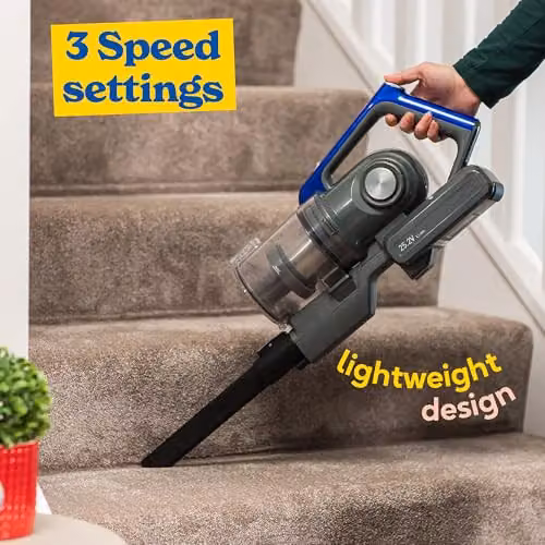 Russell Hobbs RHHS4101 Glide Pro Plus 2-in-1 Cordless Stick Vacuum Cleaner, Grey and Blue, 350W, 25.2V, 50 Minute Run Time, 22kPa Brushless Motor, Bagless with Washable Filter for Pet Hair and Carpets – 7