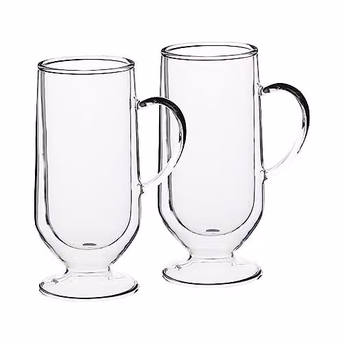 La Cafetiere Set of 2 Large Double-Walled Irish Coffee Glasses in Transparent – 1