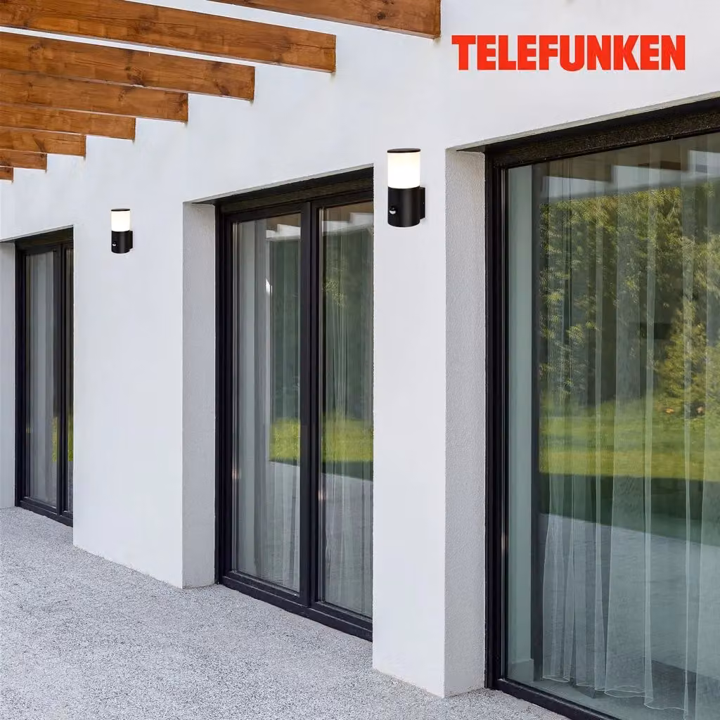 TELEFUNKEN Black Outdoor Wall Light with Motion Sensor, E27, IP44 Rating – 2