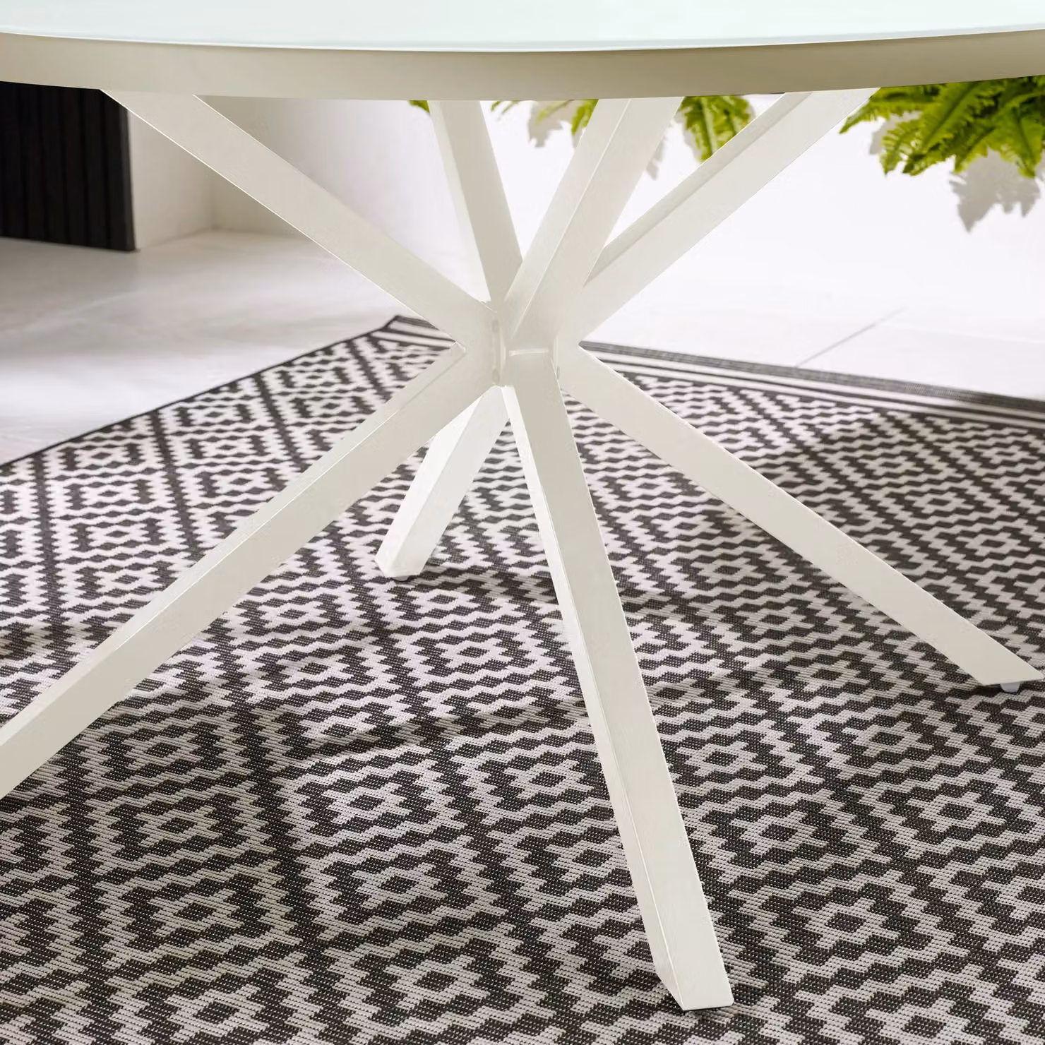 FurnitureboxUK Nanterre Round Outdoor Dining Table in Beige Metal and Glass – 3