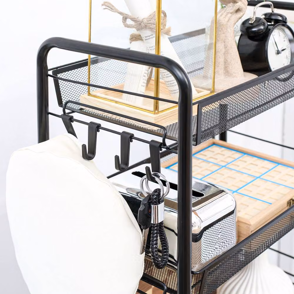 STILVORA 5-Tier Metal Storage Trolley with Wheels in Black – 6