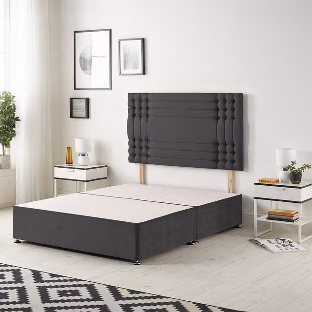 Somnior Beds Ltd Saville Velvet Divan Base with Drawers and Upholstered Frame, Black, W/D/H: 140 x 200 cm