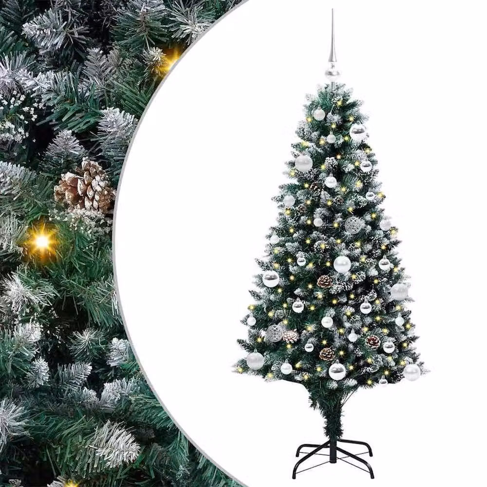 Berkfield Home Beautiful Artificial Christmas Tree with 150 Warm White LEDs and Stand in Green – 3