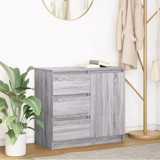Berkfield Home Grey Sonoma Sideboard with Drawer, W/D/H: 71 x 35 x 65 cm