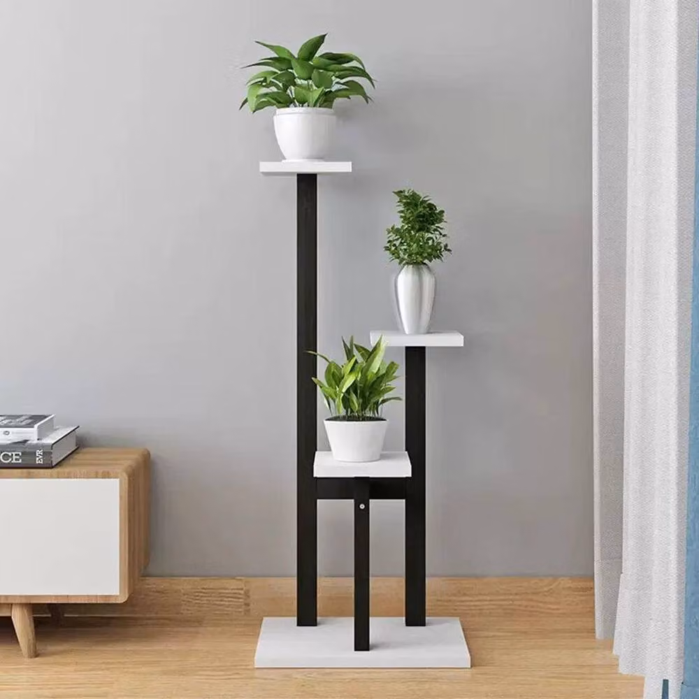 KORVIXA 4-Pot Tall Metal Plant Stand Planter in Multicolour, H 82.0 x W 34.8 x D 23.6 cm – 3