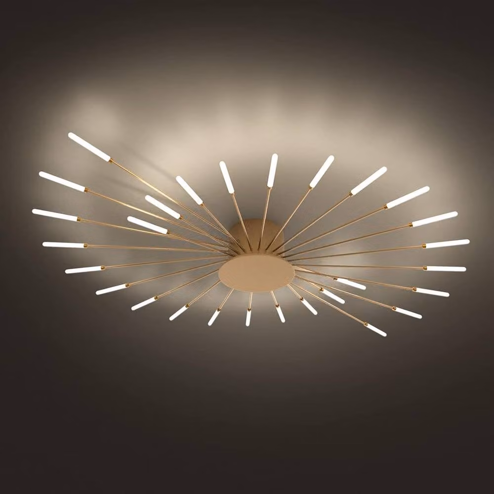 Goeco Modern LED Flush Mount Ceiling Light with 28 Heads in Gold/Brass, 4500K – 2