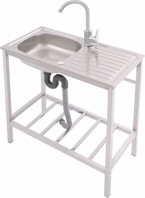Kelvenix Stainless Steel Utility Laundry and Kitchen Sink in Silver, W: 52 cm, H: 75 cm, D: 40 cm – 1