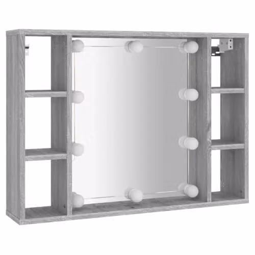 vidaXL Wall-mounted Mirror Cabinet with LED Lighting in Grey Sonoma Matt