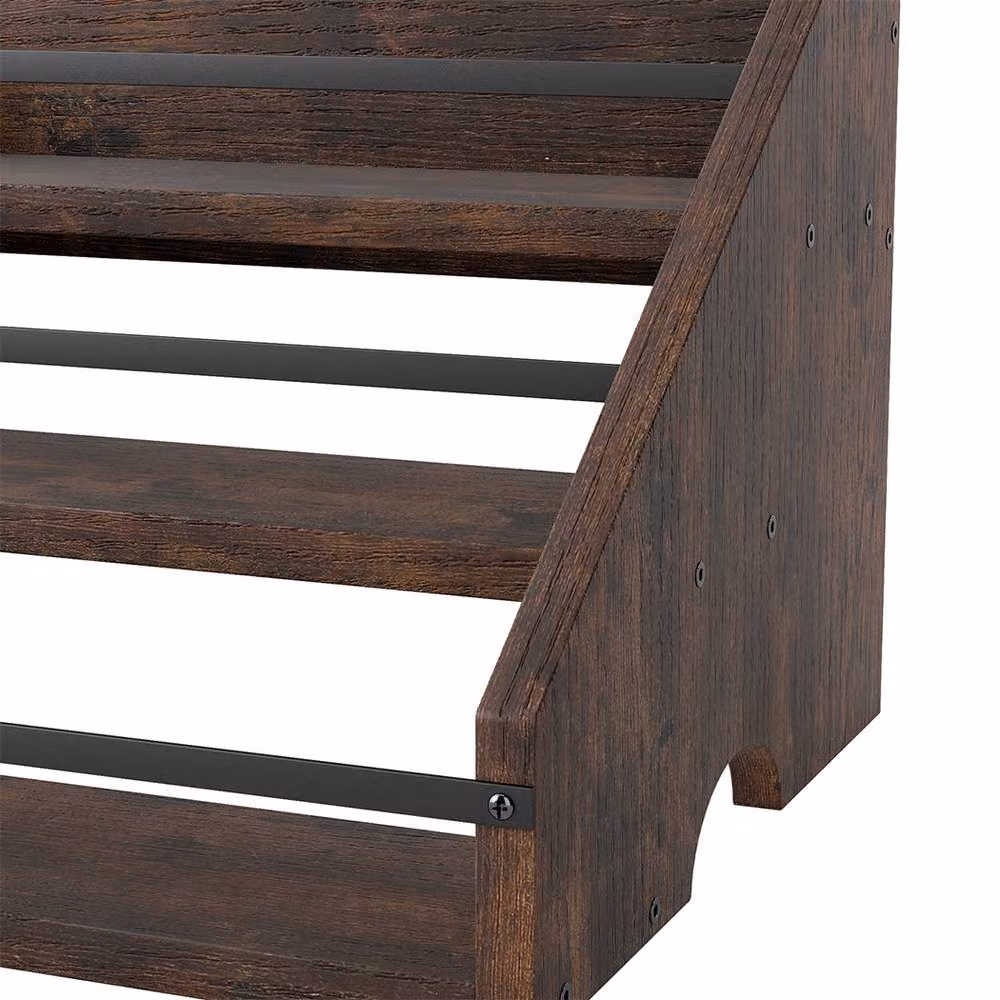 Toque Dark Brown Wooden Countertop Wine Rack and Liquor Bottle Storage Shelf – 5