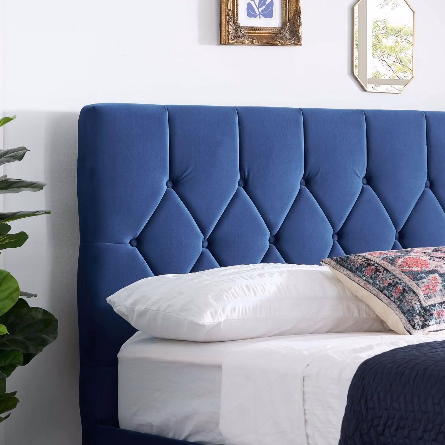 Birlea Loxley Upholstered Velvet Bed in Blue, W/D/H: 180 x 200 cm – 2