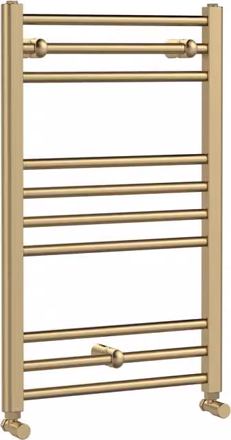 Balterley Straight Towel Radiator with Round Rails, Brushed Brass, W: 50 cm, H: 80 cm