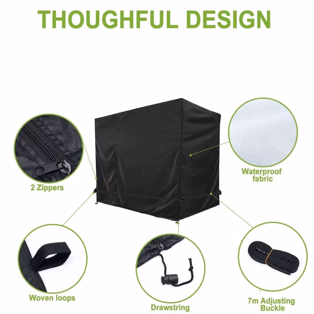 KORVIXA Waterproof 3-Seater Swing Bench Cover in Black, Polyester, Width: 100 cm – 4