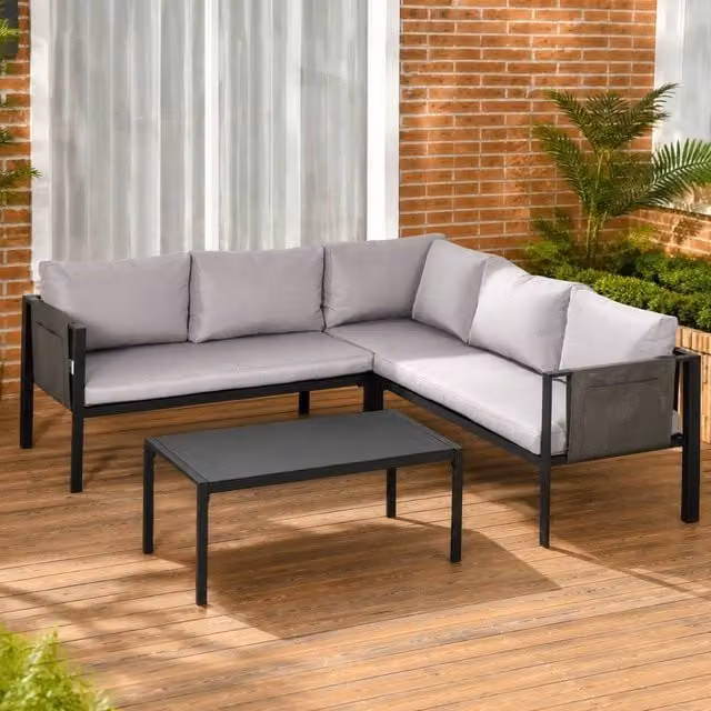STILVORA Modern 5-Seater Sofa with Metal Frame in Grey