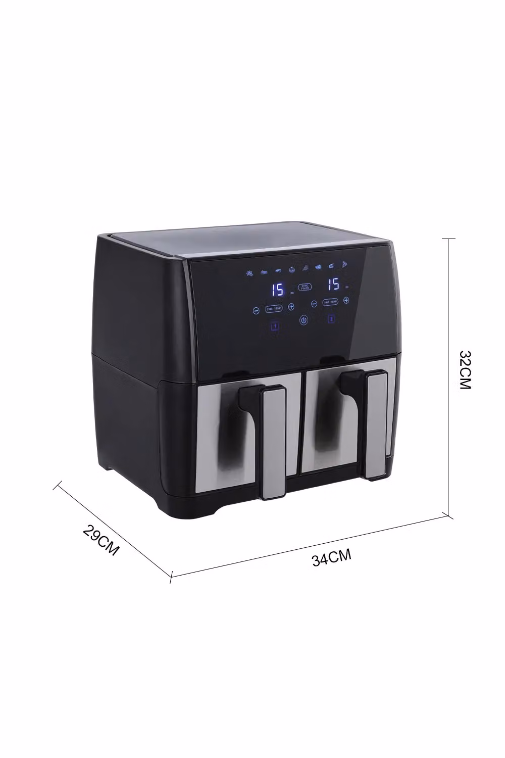 Living and Home 9L Dual Basket Air Fryer with Touch Screen and 8 Programs in Silver and Black – 4
