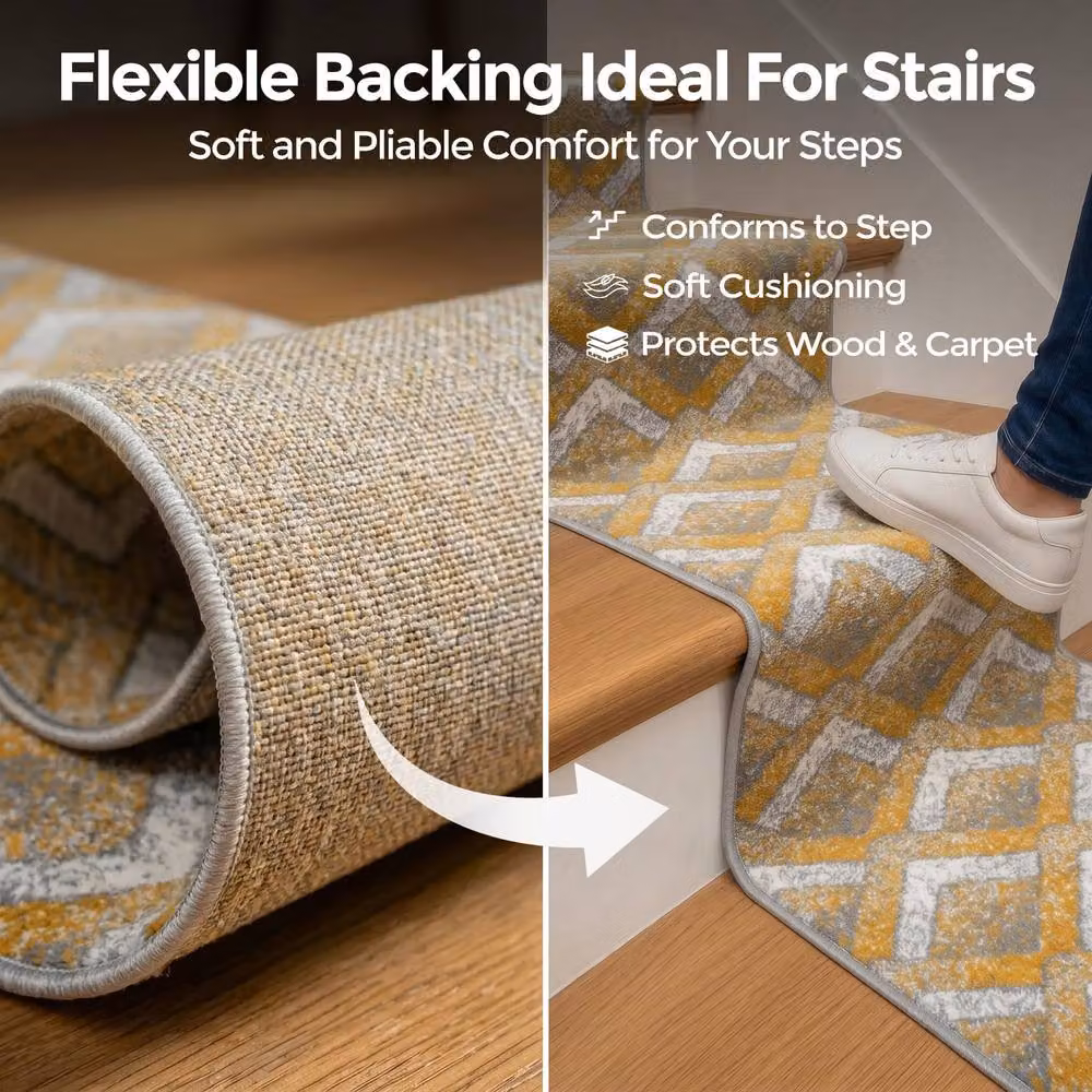 Bravich LTD Modern Zigzag Hallway Runner Rug in Yellow, W: 60 cm, L: 900 cm – 4
