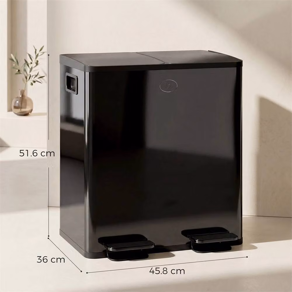 EONLION Dual Kitchen Bin with Pedal, 2 x 20L, Black – 2