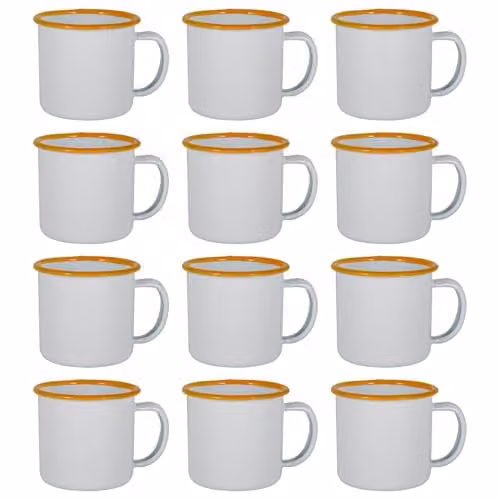 Argon Tableware Enamel Espresso Cups, Set of 12, 130ml, Yellow