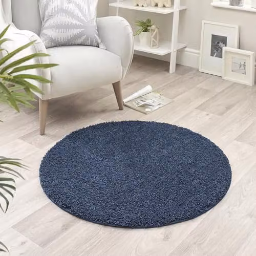 My Mat Blue Round Non-Slip Shaggy Pile Rug, Diameter: 100 cm – 2