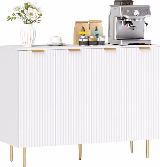 HOMCOM Modern Sideboard Buffet Cabinet with Adjustable Shelves in White