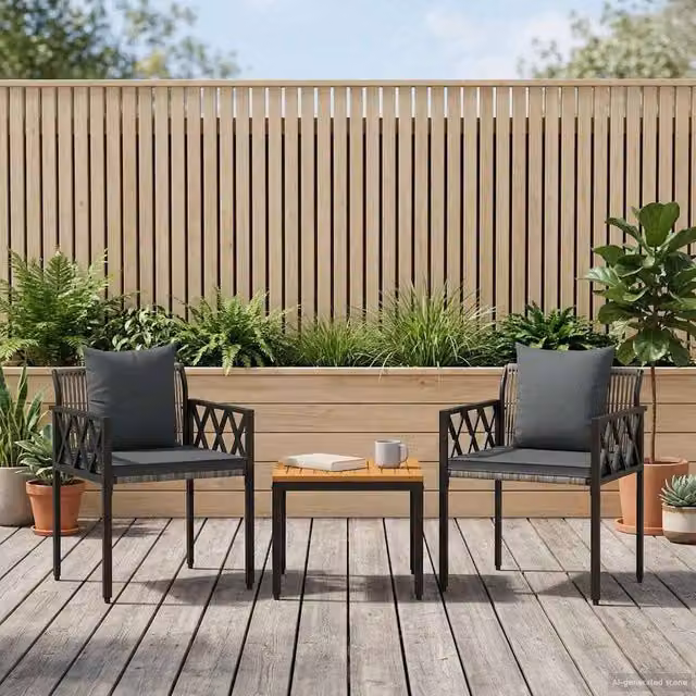 Berkfield Home 3 Piece Outdoor Furniture Set in Grey and Dark Grey Poly Rattan