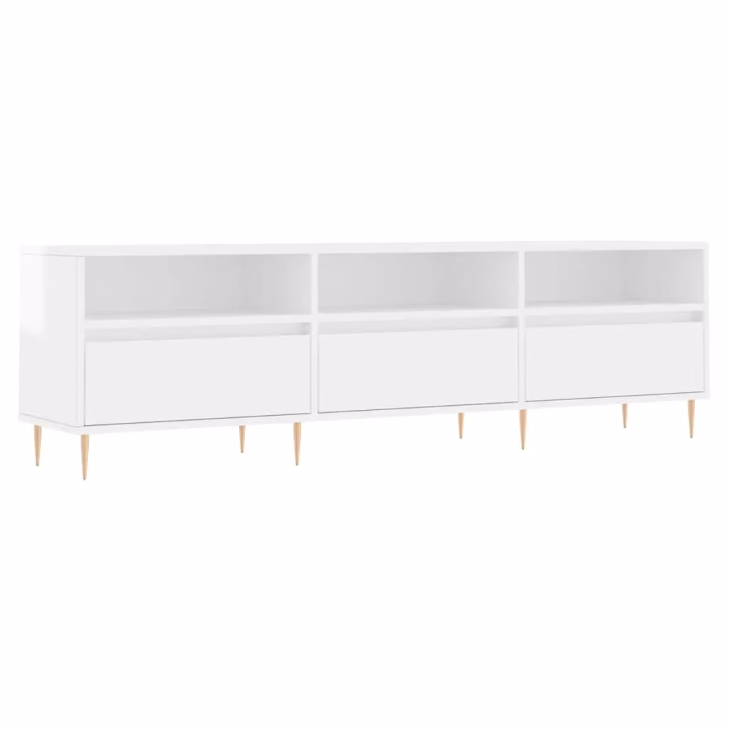 Berkfield Home High Gloss White TV Cabinet, W: 150 cm, D: 30 cm, H: 44.5 cm – 2