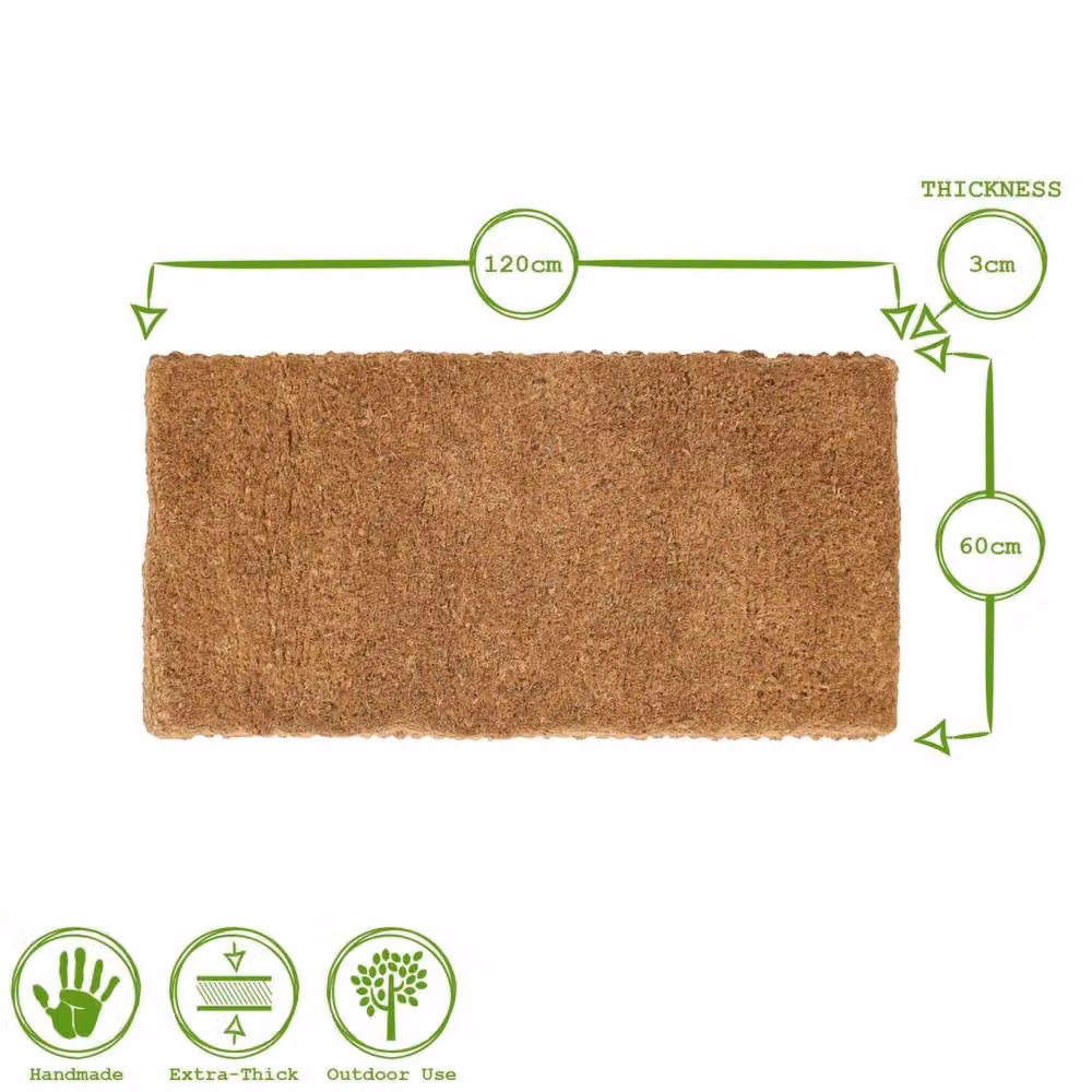Kelvenix Pack of 2 Brown Coir and Rubber Rectangular Door Mats, W: 120 cm, D: 60 cm – 2