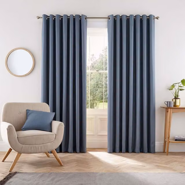 Helena Springfield Eden Blue Opaque Eyelet Lined Curtains – 1