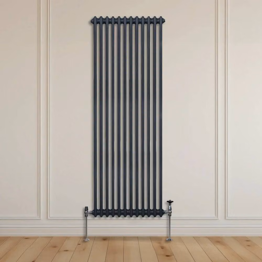 Monstershop Traditional 2 Column Steel Radiator in Anthracite Grey, H: 180 cm, W: 56.2 cm, D: 7 cm – 8